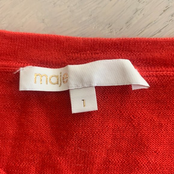 Maje Marise Lightweight Wool Sweater Red - Picture 2 of 6